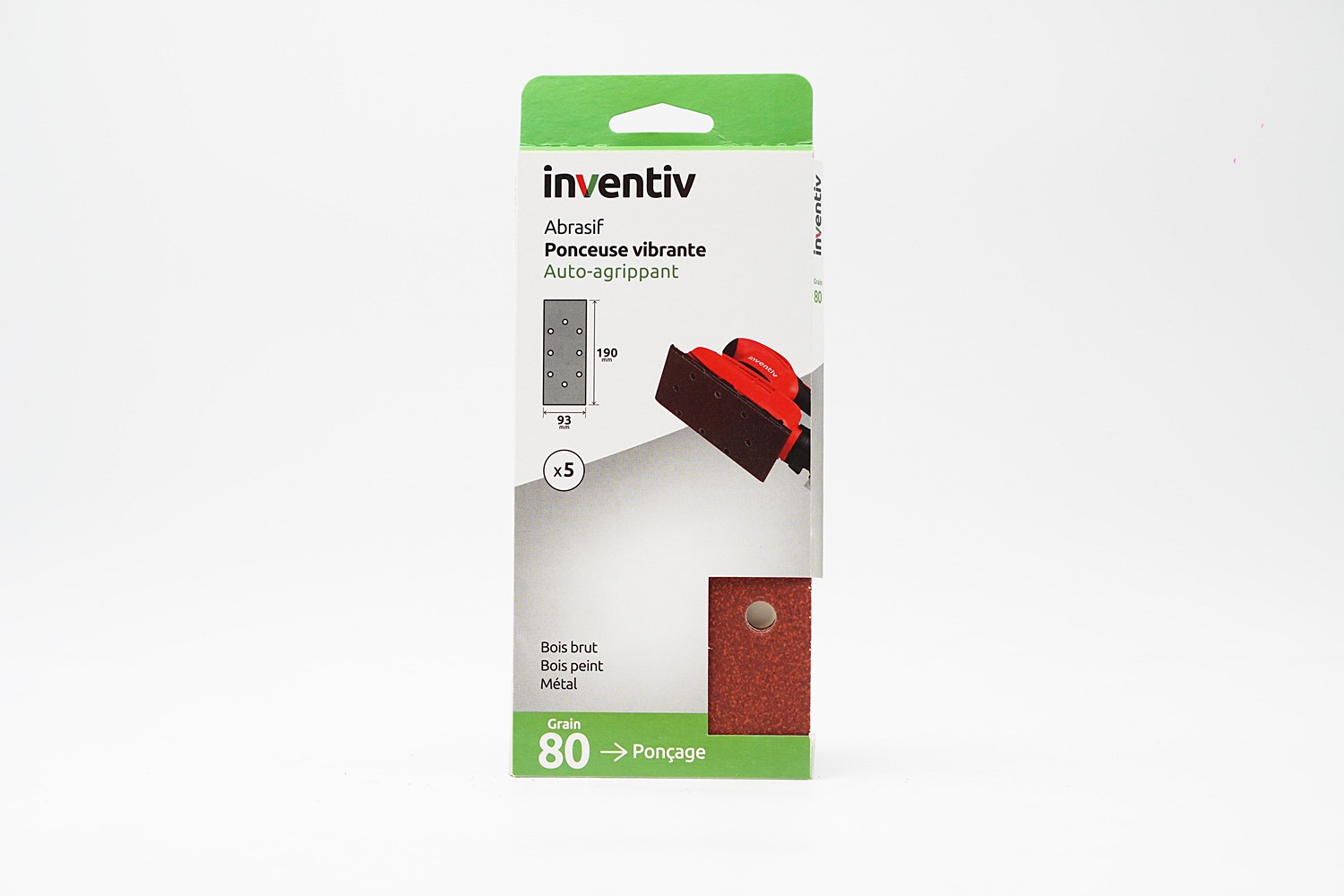 5 Patins trous ovales 93x190mm Grain 80 - INVENTIV